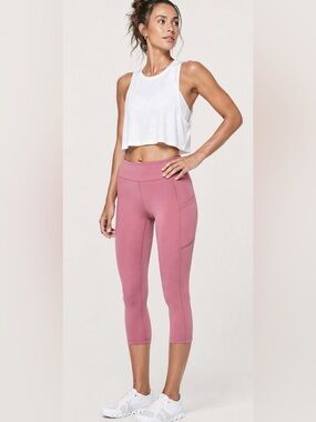 Lululemon Speed Up Crop 21” Moss Rose Pink Leggings Size 6 Pockets Luxtreme